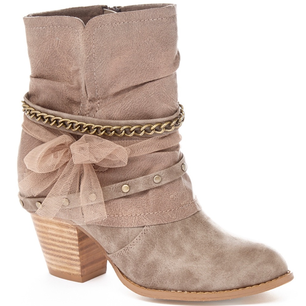 Jellypop "Blake" Taupe Leather Ankle Booties Size 10